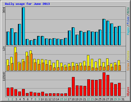 Daily usage for June 2013