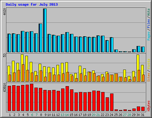 Daily usage for July 2013
