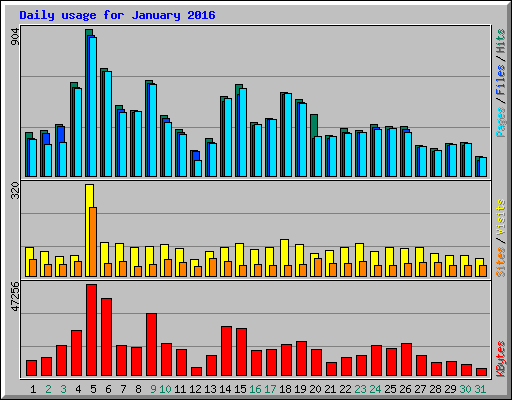 Daily usage for January 2016