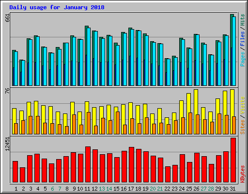 Daily usage for January 2018