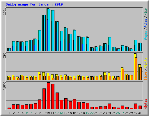 Daily usage for January 2019