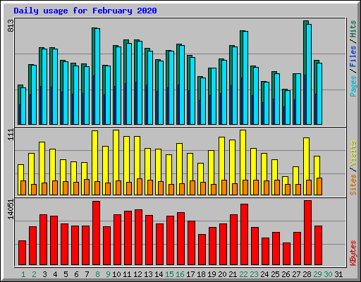 Daily usage for February 2020