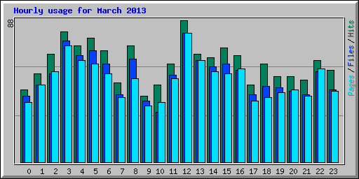 Hourly usage for March 2013