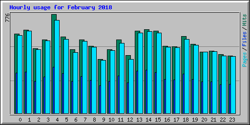 Hourly usage for February 2018