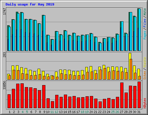 Daily usage for May 2019