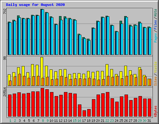 Daily usage for August 2020