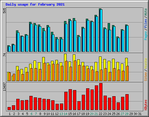 Daily usage for February 2021
